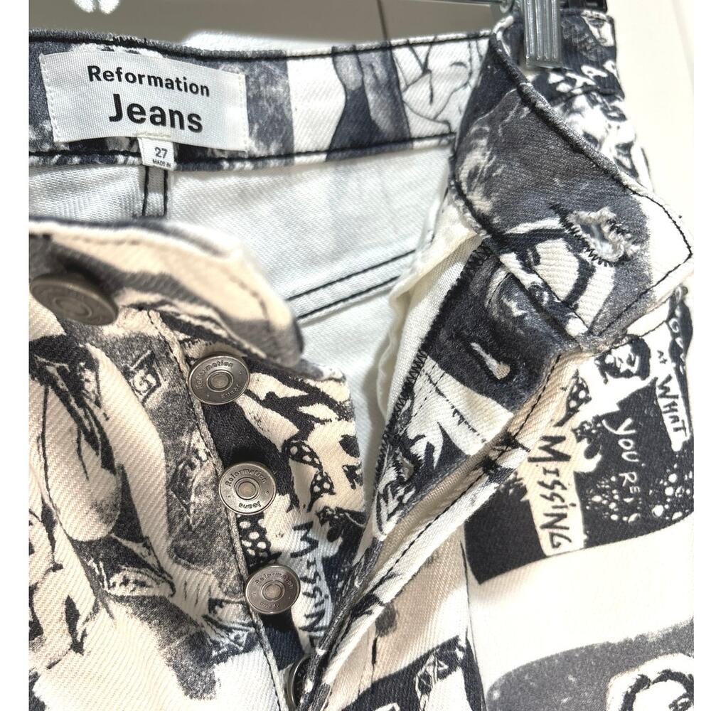 Reformation Monochrome Graphic Wide Leg Jeans - Picture 8 of 13